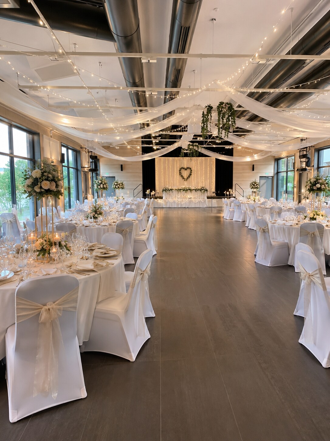 Kultursaal Neuhaus mit eleganter grüner Hochzeitsdekoration